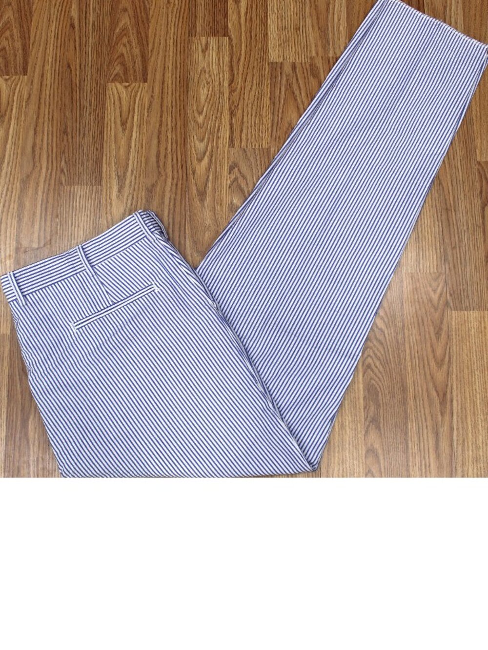 NEW! 40W UNALTERED SEERSUCKER MARTIN REGULAR FIT 100% COTTON PANTS BLUE & WHITE